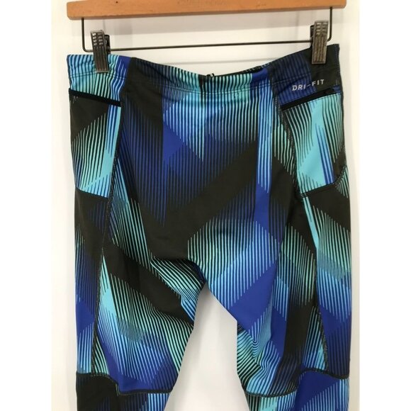 Nike Dri-Fit womens running Leggings Size Large Blue  Pattern Compression Pants - Picture 13 of 13